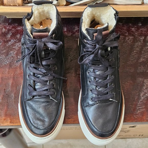 Brusque Unisex Soft Leather High-Tops, Black, EU 40 (US M-7; W-9) - Picture 2 of 16